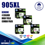 HP 905XL Genuine High Yield 4 Colour Value Pack (4 Cartridges)