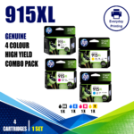 HP 915XL Genuine High Yield 4 Colour Value Pack (4 Cartridges)