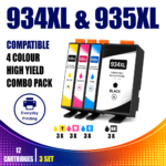 HP 934XL & 935XL Compatible 4 Colour Value Pack – 3 Pack Bundle (12 Cartridges)