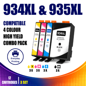 HP 934XL & 935XL Compatible 4 Colour Value Pack – 3 Pack Bundle (12 Cartridges)