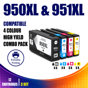 HP 950XL & 951XL Compatible 4 Colour Value Pack – 3 Pack Bundle (12 Cartridges)