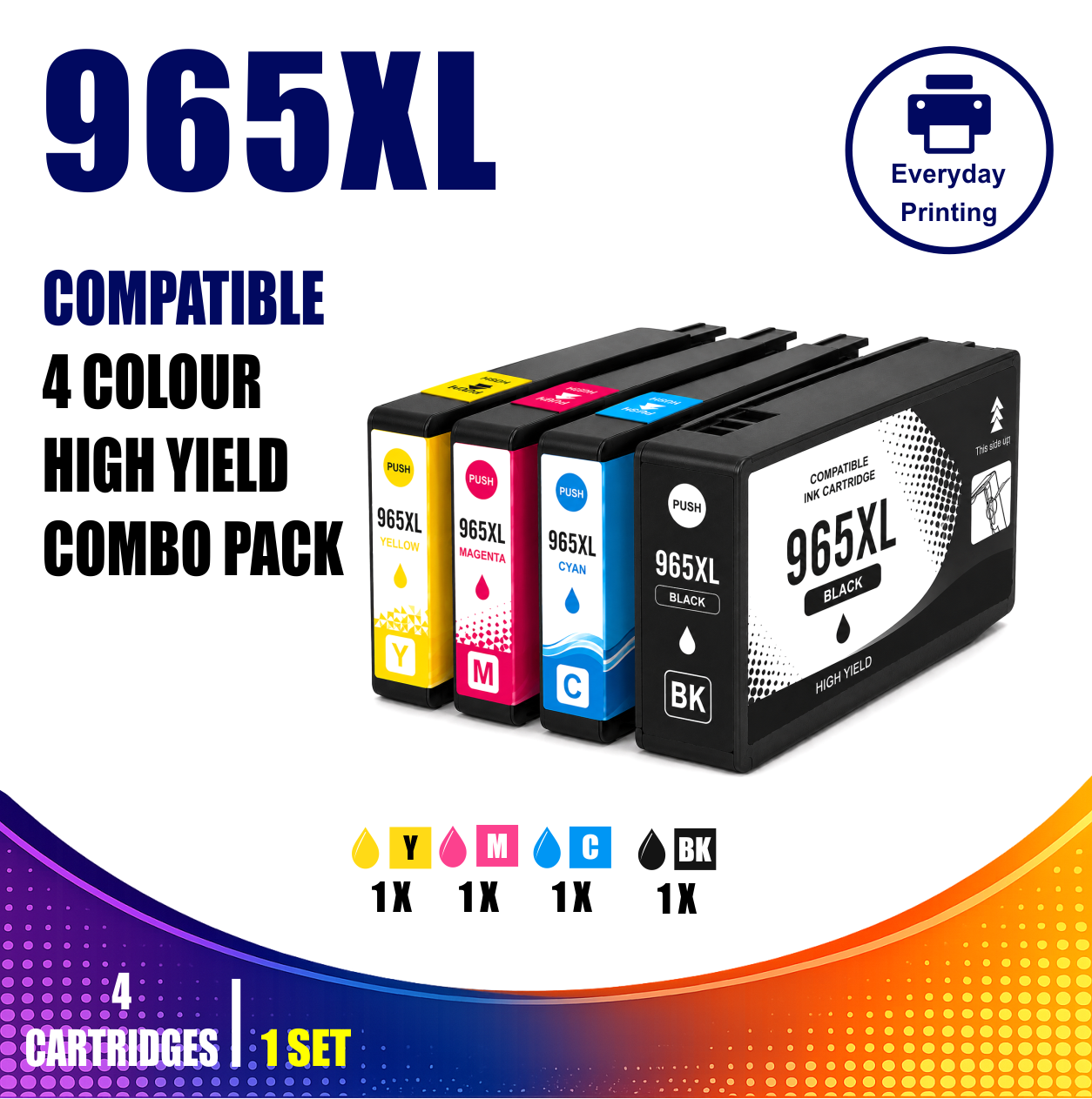 HP 965XL Compatible 4 Colour Combo Value Pack (4 Cartridges) HP 965XL Compatible 4 Colour Combo Value Pack (4 Cartridges)