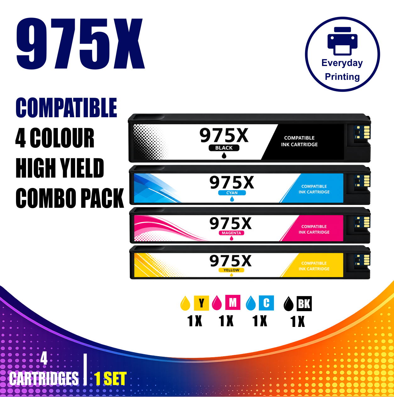 HP 975X Compatible 4 Colour Combo Value Pack (4 Cartridges) HP 975X Compatible 4 Colour Combo Value Pack (4 Cartridges)
