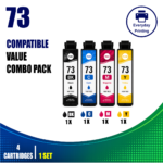 Epson 73 Compatible Value Combo Pack (4 Cartridges) – Black, Cyan, Magenta and Yellow